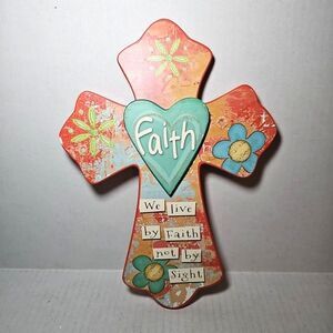 We Live By Faith Not By Sight Cross Religious Wall Art 9"